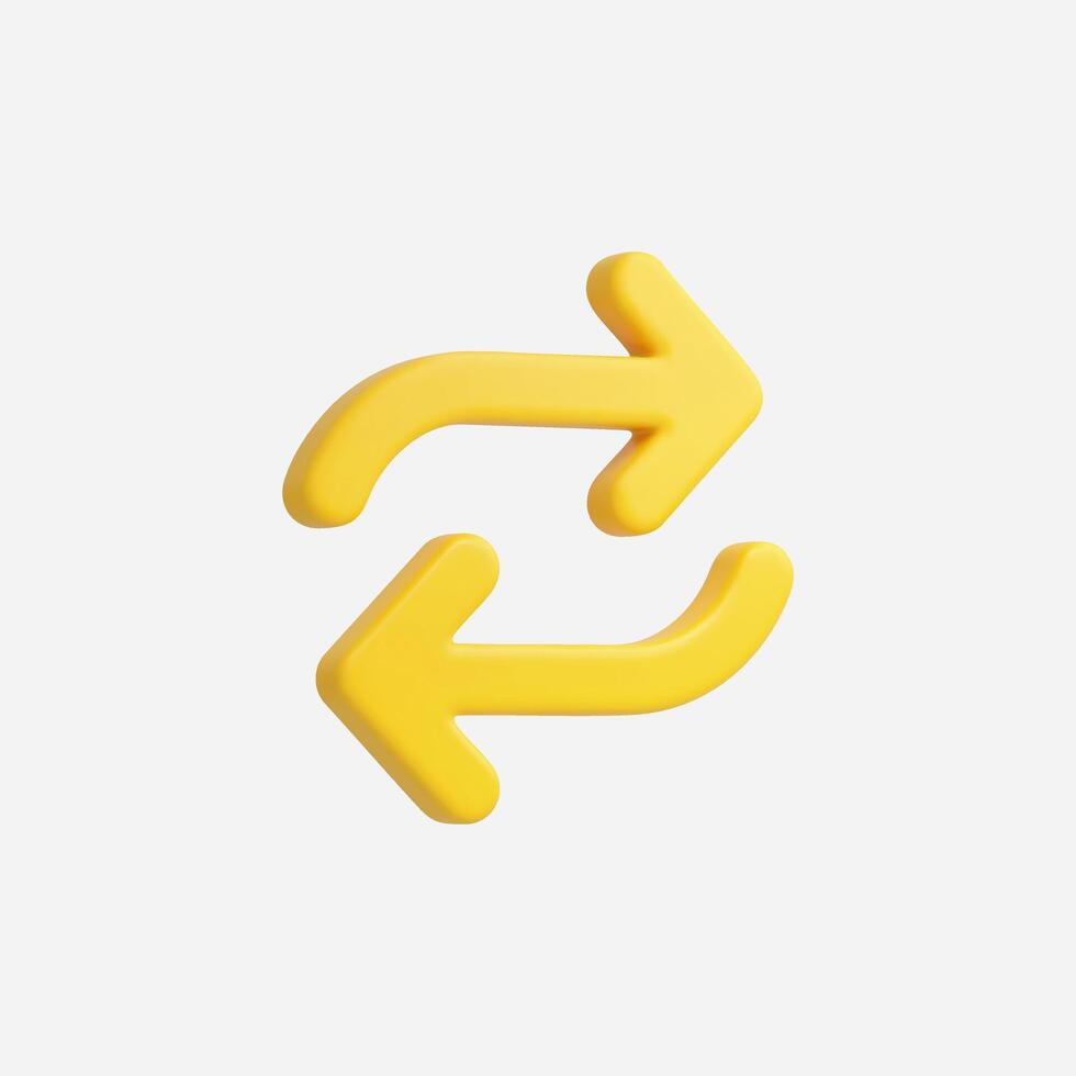 3D render of two yellow arrows, symbolizing exchange or transfer. vector