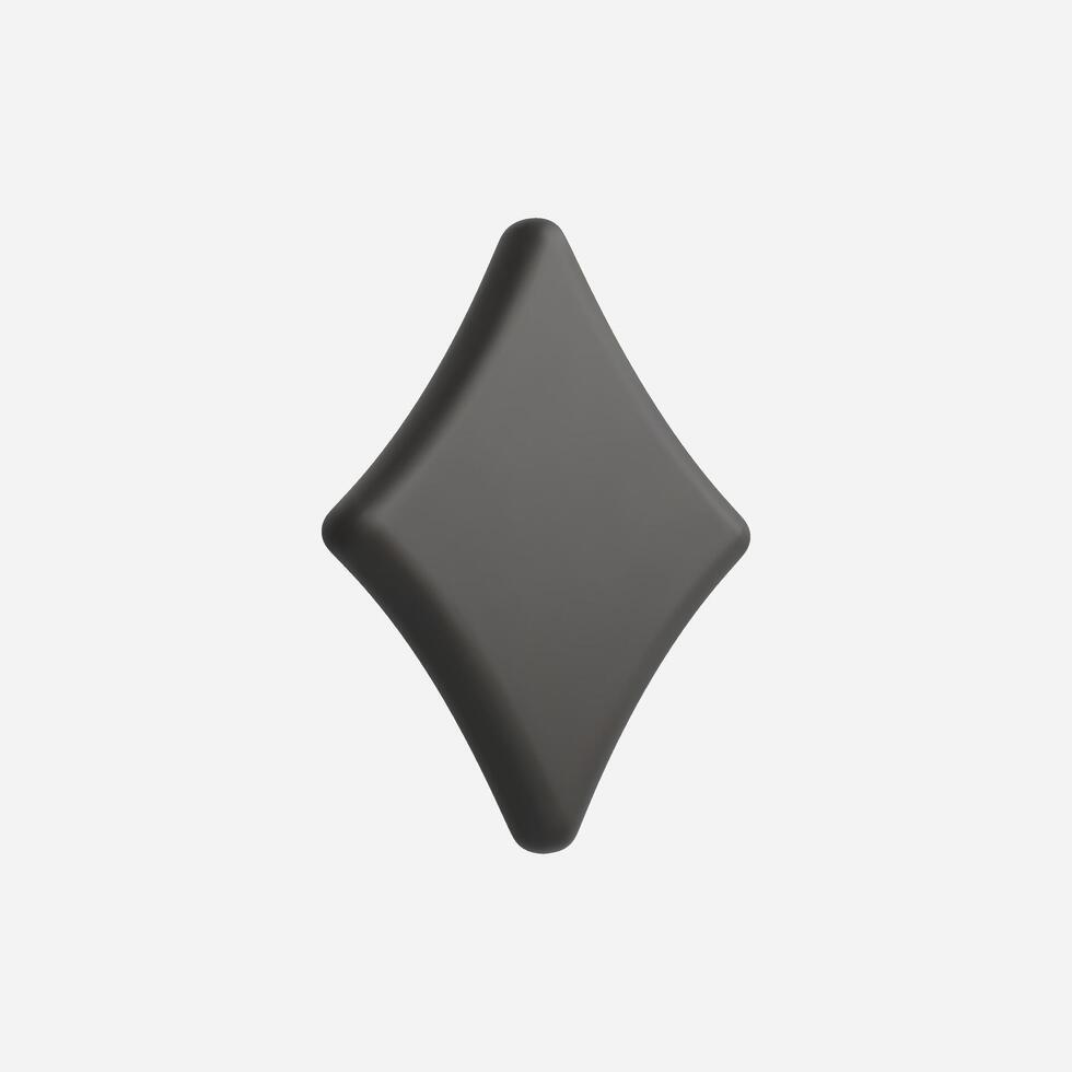 3D rendered black diamond shape, simple and elegant design. vector