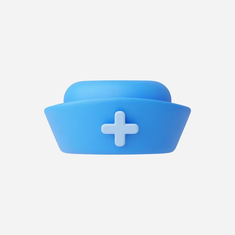 3D render of a light blue nurse's cap with a white cross vector