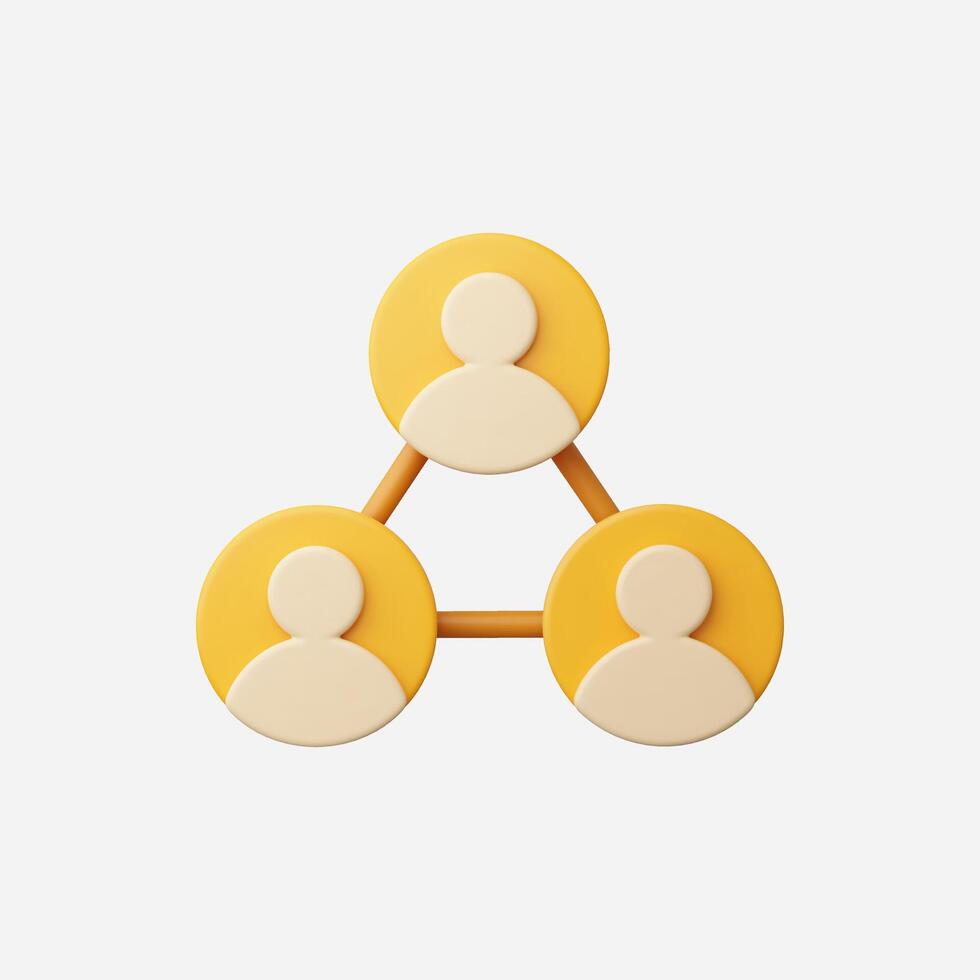 3D illustration of a network of three people, symbolizing teamwork and connection vector
