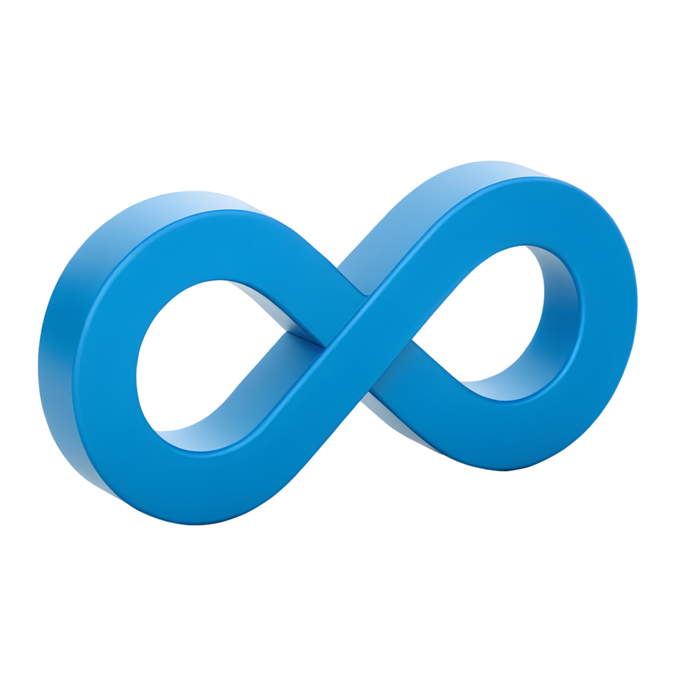 3D Render of a Blue Infinity Symbol Endless Loop Cycle Concept png