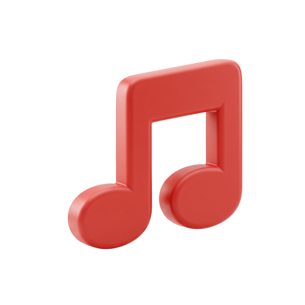 3D Red Music Note Icon Digital Music Symbol Audio Clip Art App UI Element png