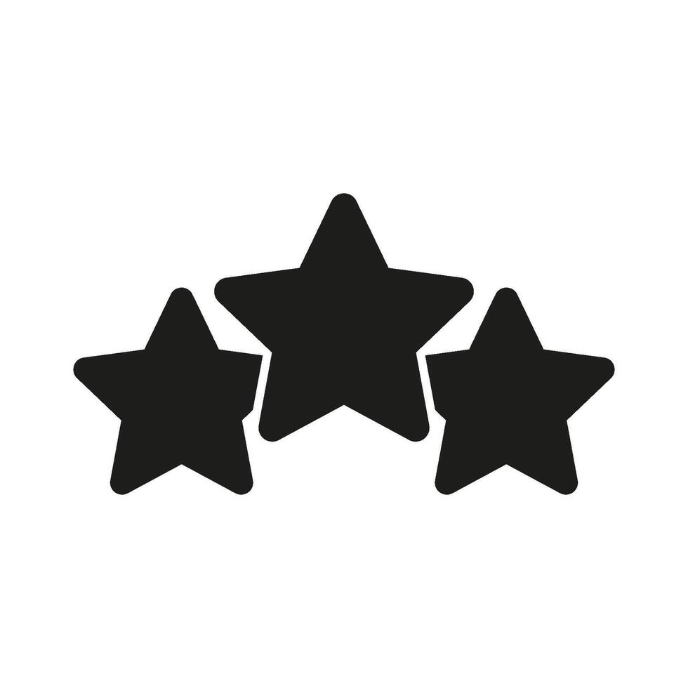 Three Stars Solid Icon. Quality Rating, Feedback Evaluation, And Excellence Recognition Silhouette Symbol. Customer Satisfaction And Review Highlight. Isolated Illustration vector
