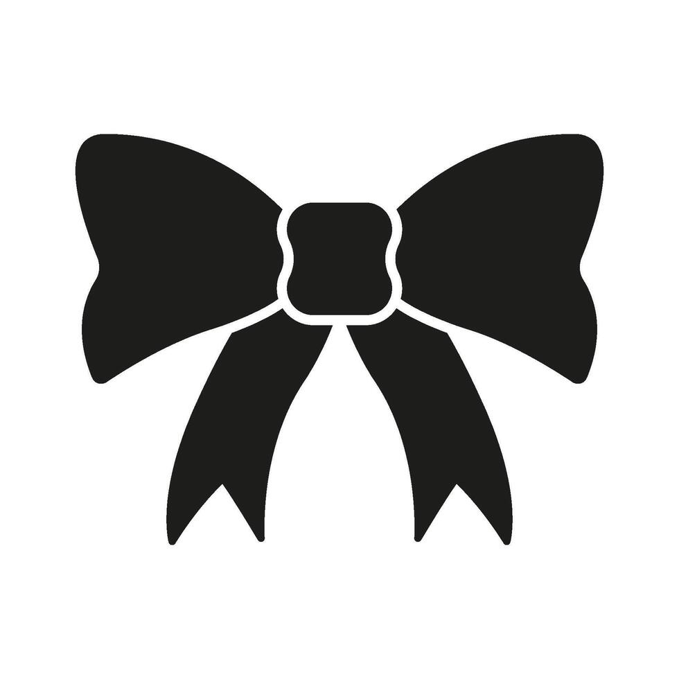 Bow Tie Solid Icon. Fashion Accessory, Gift Wrapping, And Decorative Ribbon Silhouette Symbol. Elegant Design Element. Isolated Illustration vector