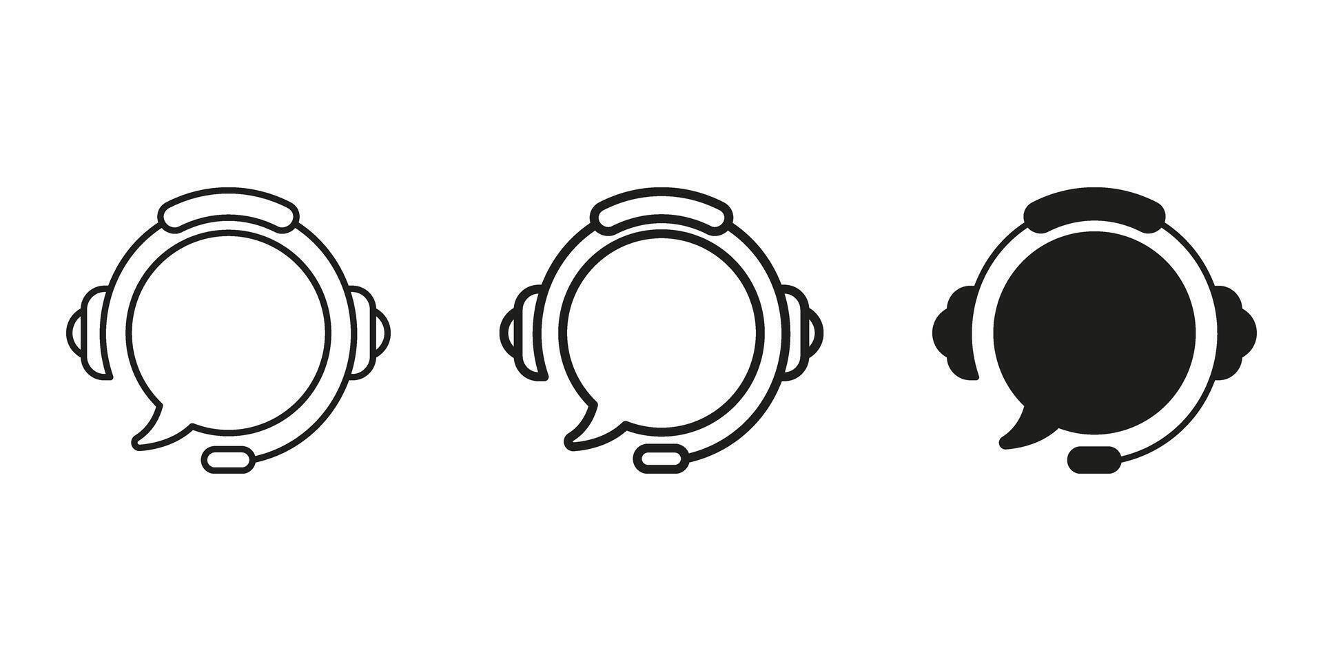 Headset With Speech Bubble Line and Solid Icon. Customer Support, Communication, And Call Center Symbol Collection. Audio Assistance And Help Desk Representation. Isolated Illustration vector
