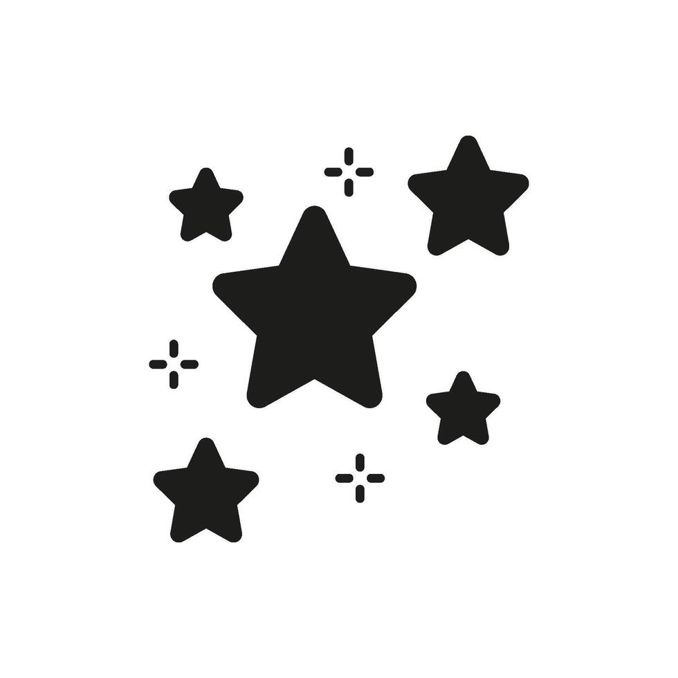 Stars And Sparkles Solid Icon. Celestial Illustration Representing Magic, Wonder, And Dreams Silhouette Symbol. Decorative And Mystical Themes. Isolated Illustration vector