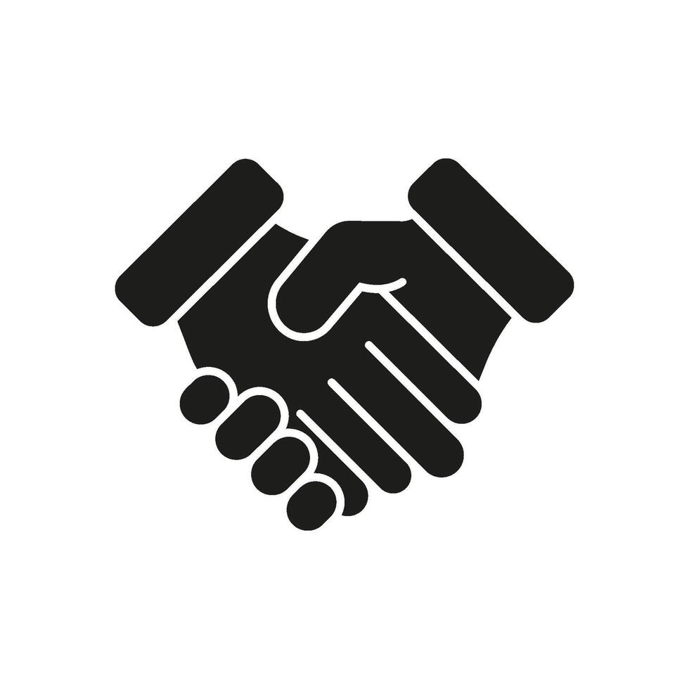Handshake Solid Icon. Partnership, Agreement, And Collaboration Silhouette Symbol. Teamwork, Business Dealings, And Mutual Understanding. Isolated Illustration vector