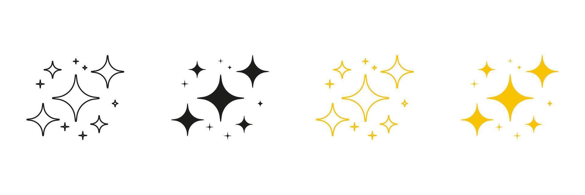 Sparkling Starburst Icons, Line And Solid Icon Set. Twinkling Decorative Symbols, Light And Shimmer Symbol Collection. Isolated Illustration vector