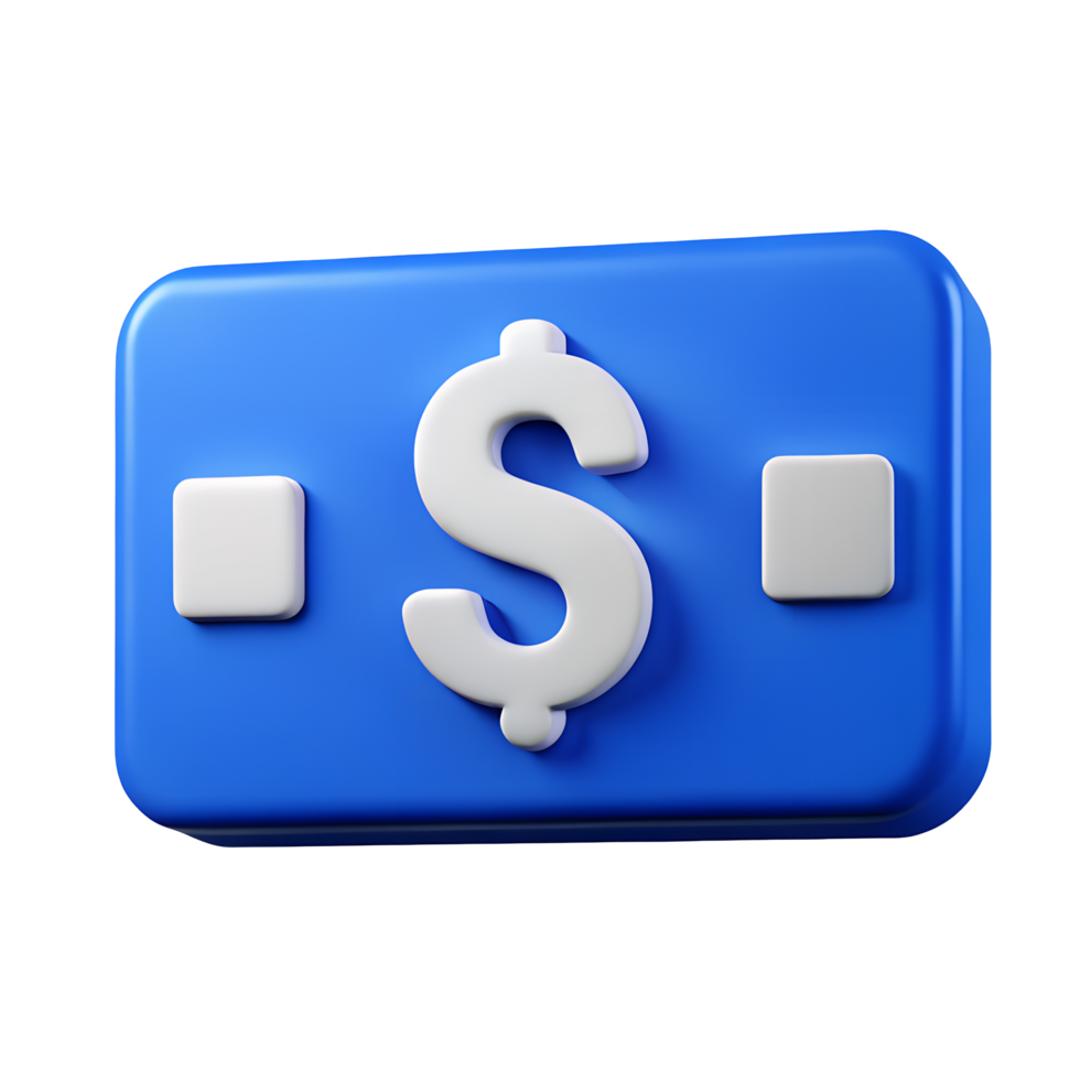 3D Render of Blue Digital Dollar Sign Currency Icon on Screen png