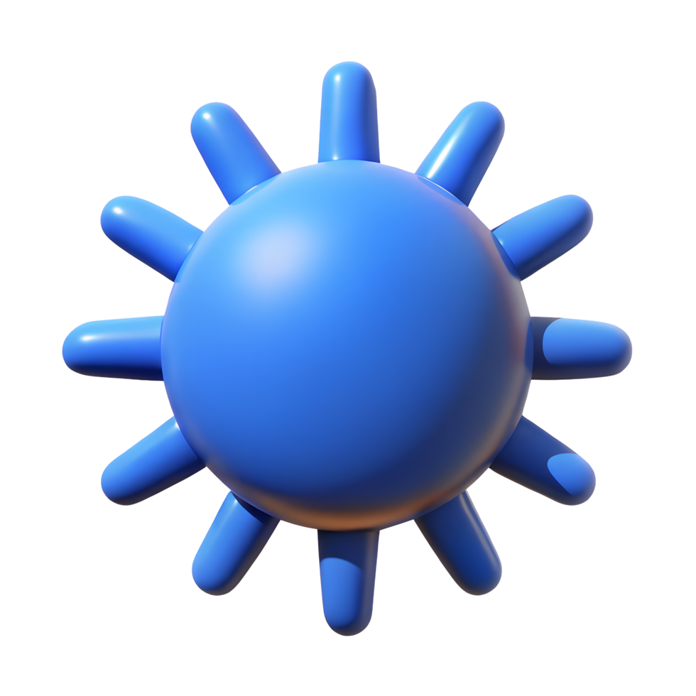 Abstract 3D Render of a Blue Spiky Sphere Geometric Sun Design Element png