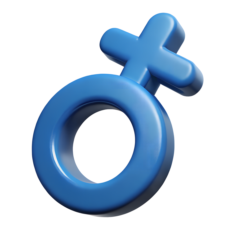 3D Render of a Blue Female Gender Symbol Icon Sign Digital Art Graphic png