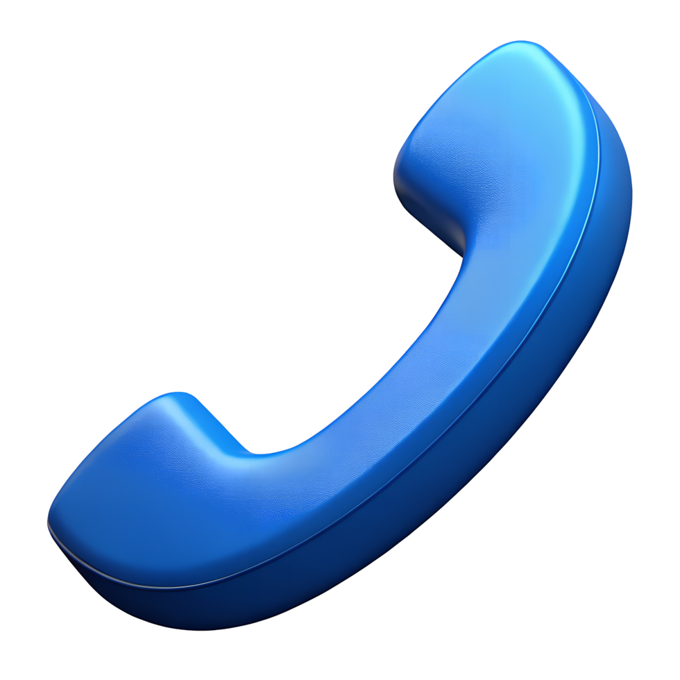 3D Render of a Blue Telephone Handset Icon Communication Concept Contact Us Symbol png