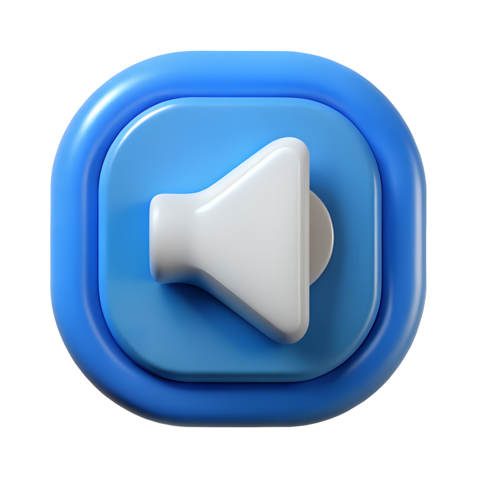 3D Render of a Modern Blue and White Volume Control Button Icon png