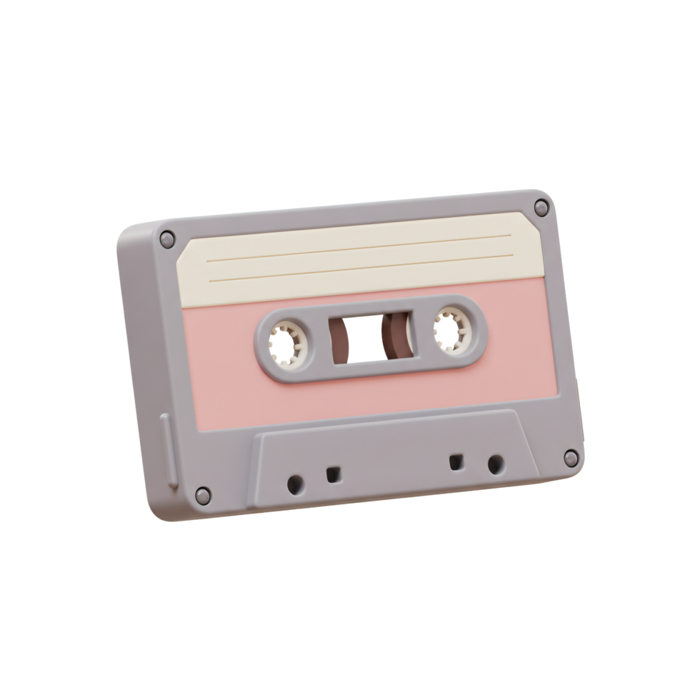 Retro Pink and Gray Cassette Tape Vintage Audio Music Media 80s 90s Nostalgia png