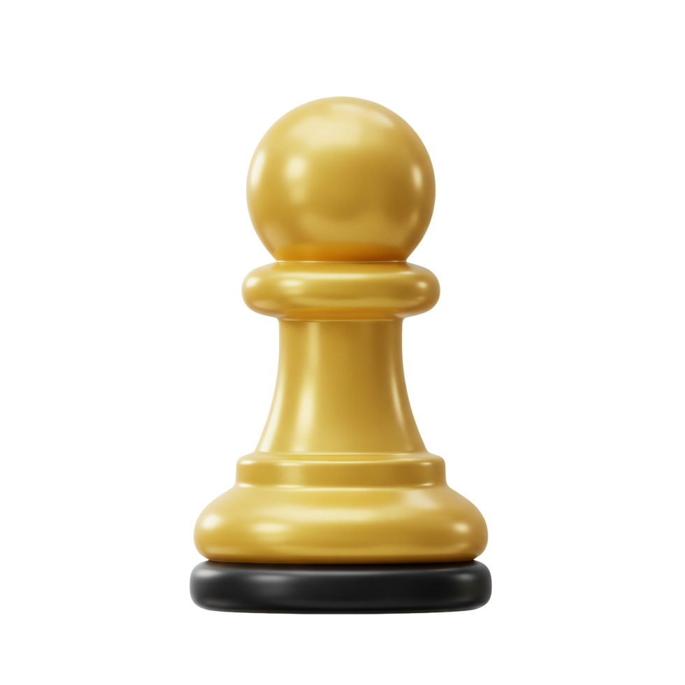 Golden Chess Pawn Piece 3D Render Luxury Game Strategy Success Symbol png