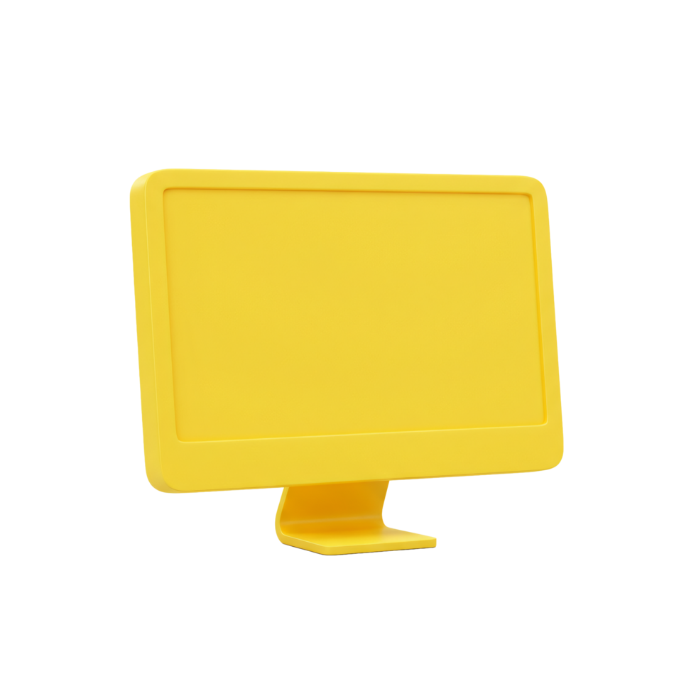 Vibrant Yellow Computer Monitor Mockup Modern Technology Design Blank Screen png