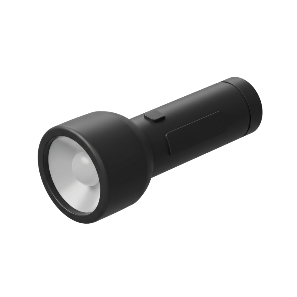 Sleek Black Flashlight Portable Handheld Light 3D Render Power Source Illumination Device png
