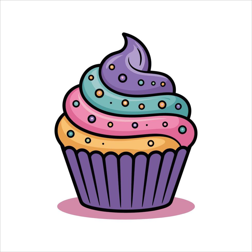 Cupcakes with Sprinkles Icon Design on white background vector