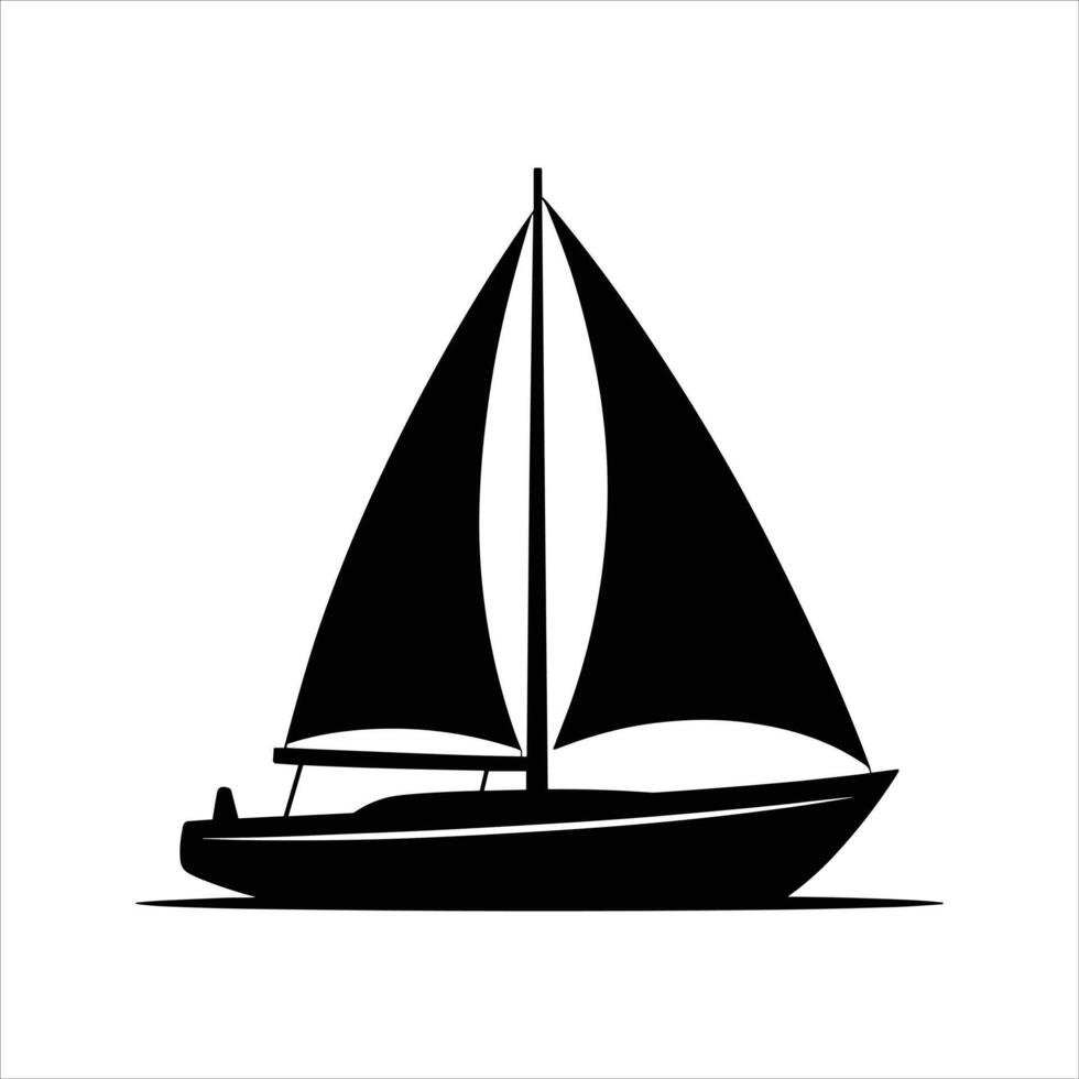 sailboat logo silhouette bold and minimal icon illustration isolated on white background vector