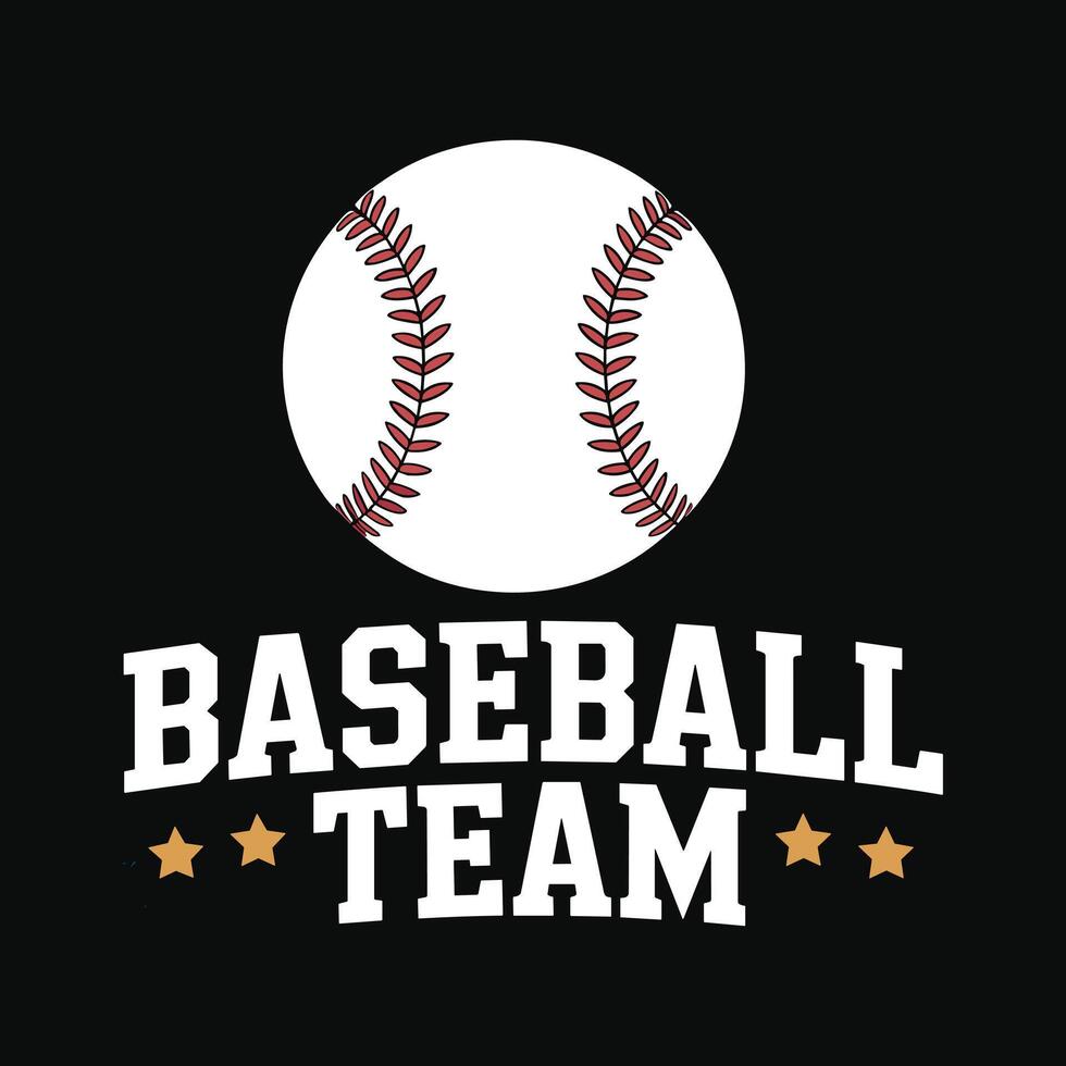 Baseball Team Logo Design Sports Emblem with Ball and Stars on Black Background. vector