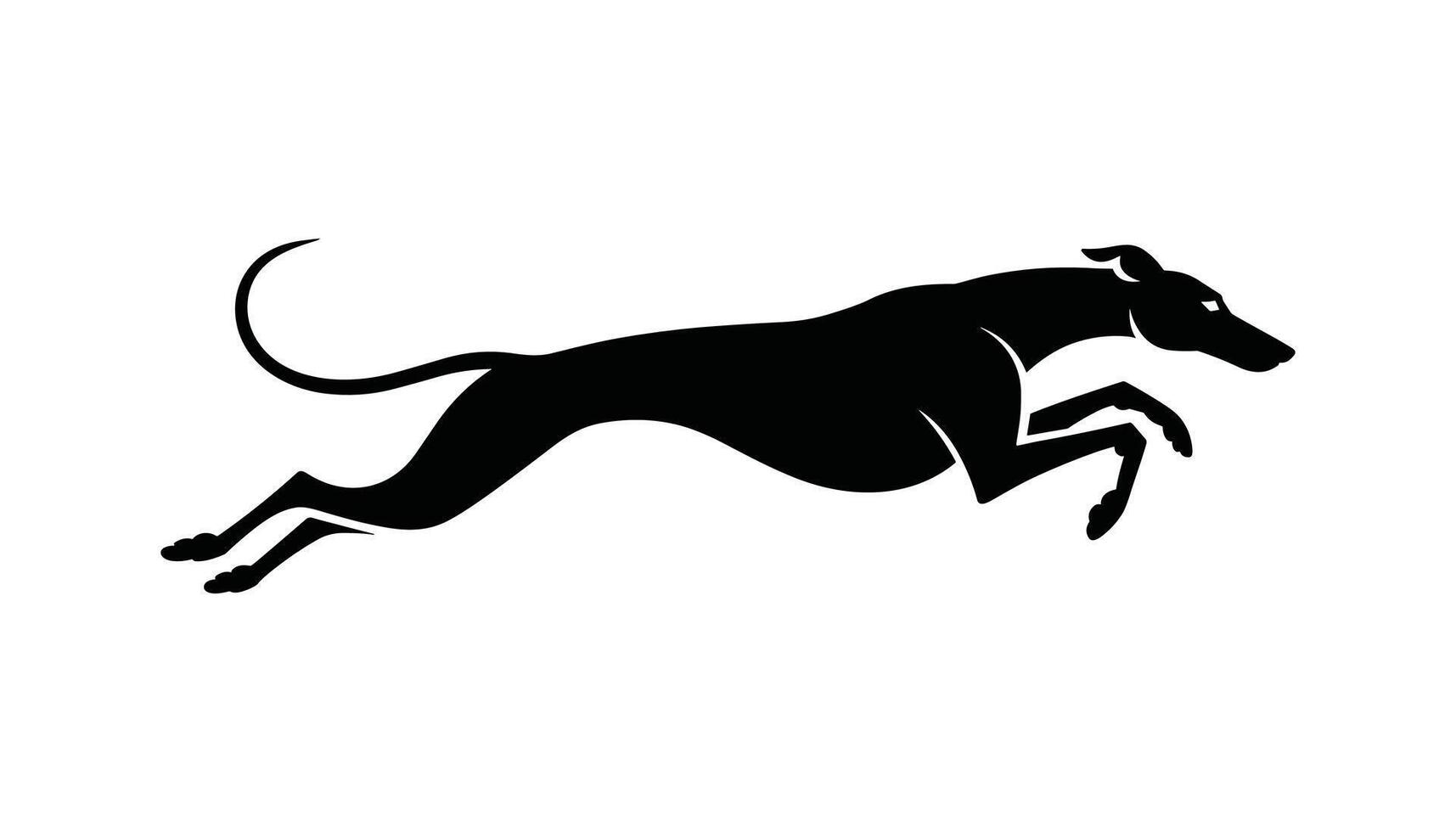 Running Greyhound Dog Silhouette Fast Racing Canine Illustration. vector