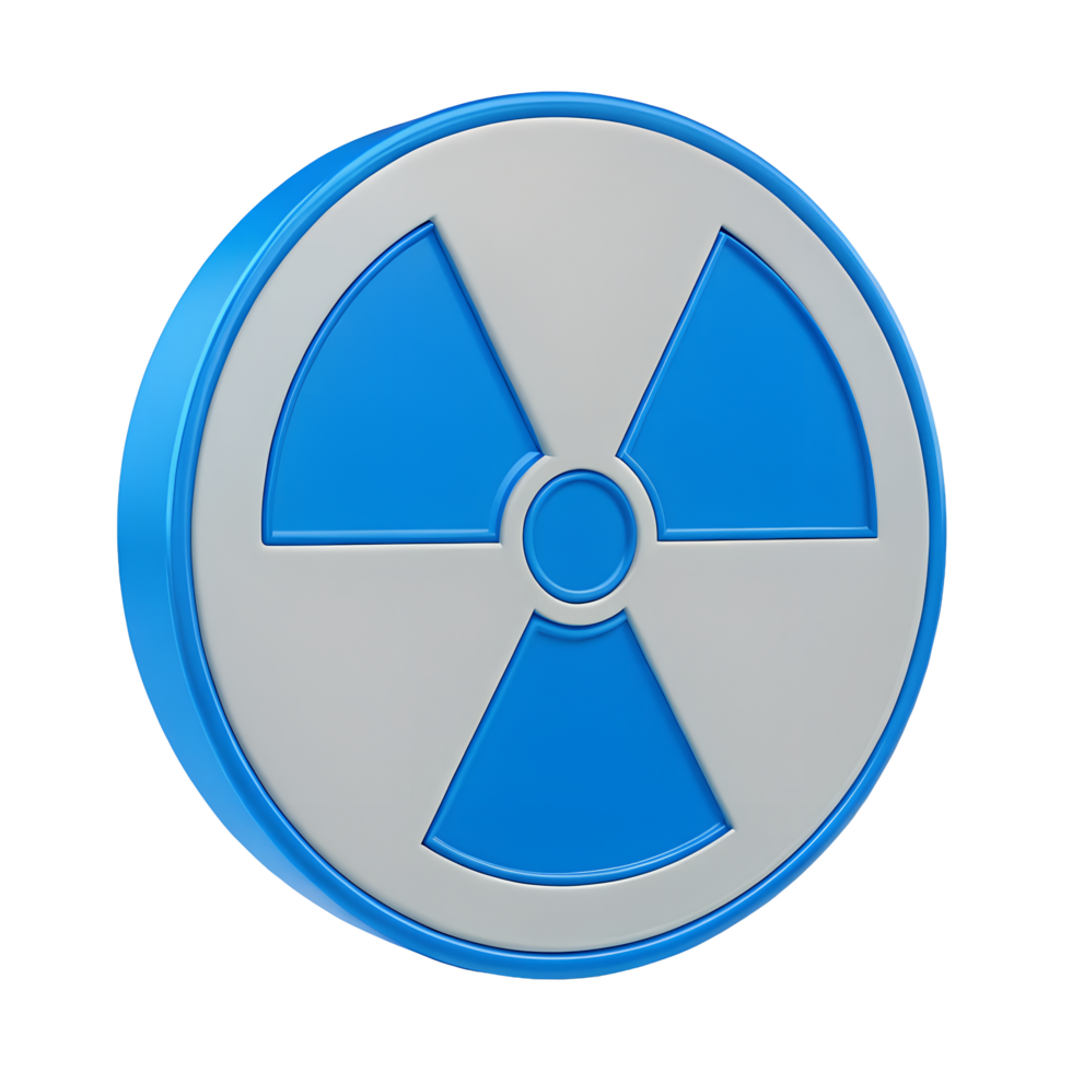 3D Render of Blue and White Radioactive Symbol Hazard Warning Sign Nuclear Energy Icon png