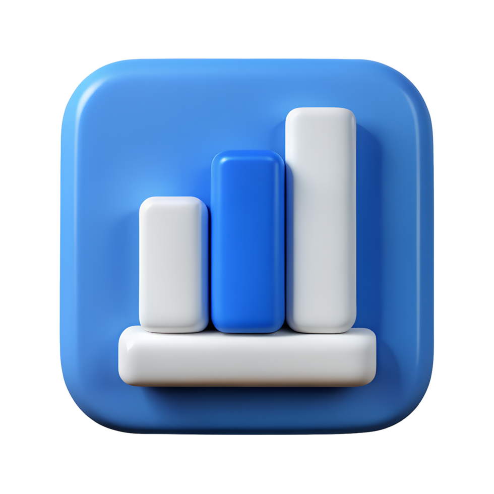 3D Render of Blue and White Bar Graph Icon Ascending Growth Chart Business Success Data png