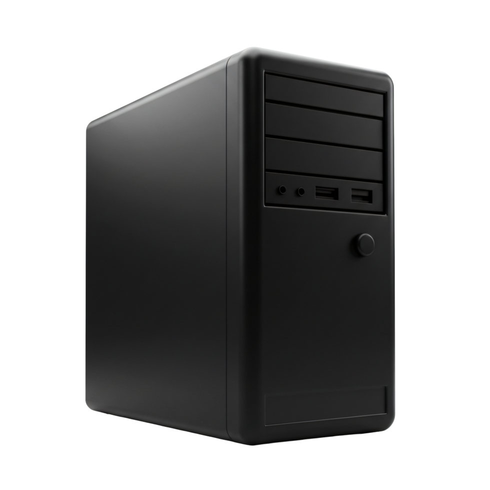 Sleek Black Desktop Computer Tower Modern PC System Unit Technology Hardware png