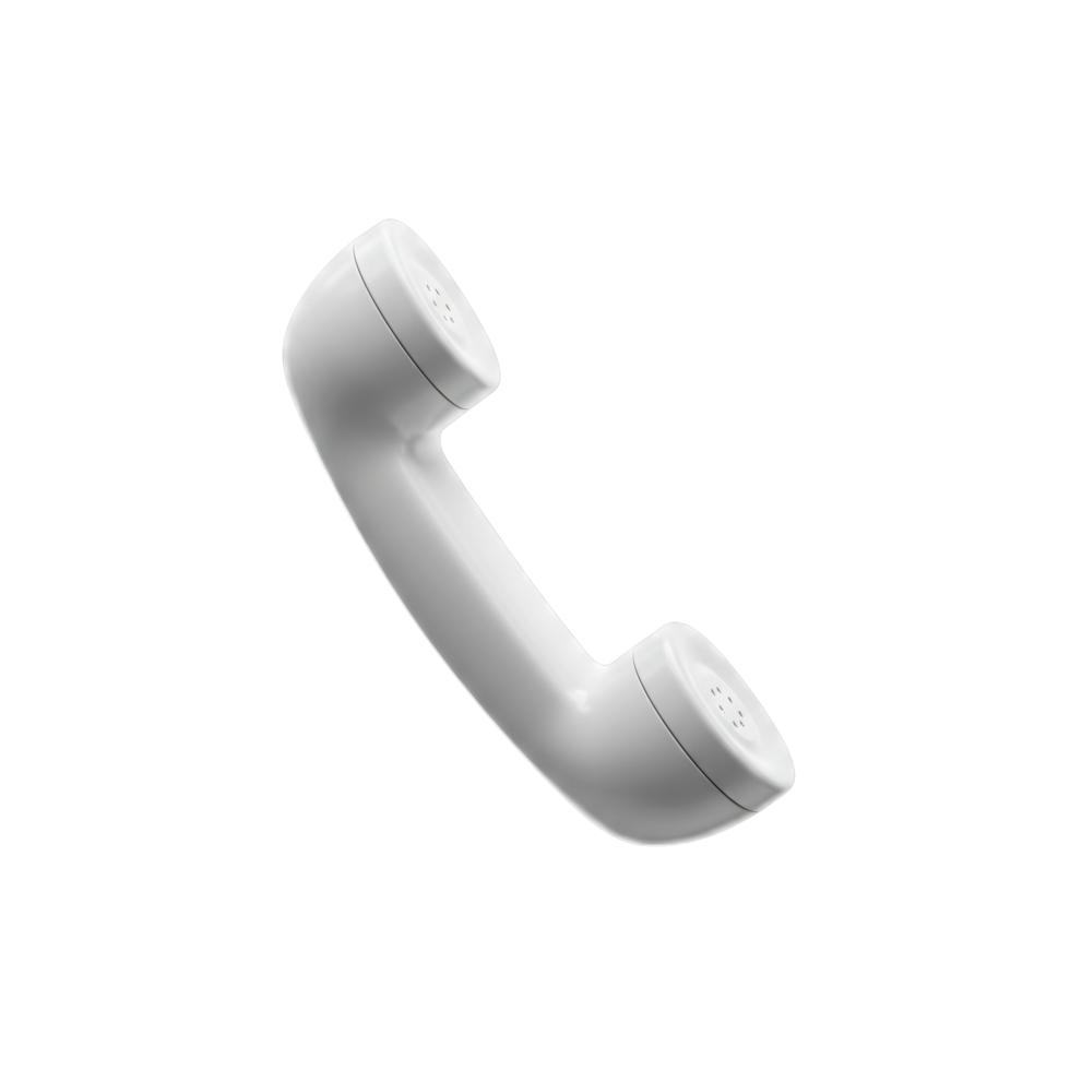 White retro phone handset vintage communication device 3d render isolated transparent background png
