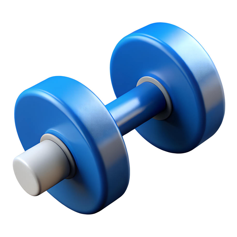 3D Render of a Blue Dumbbell for Fitness and Workout Illustrations png