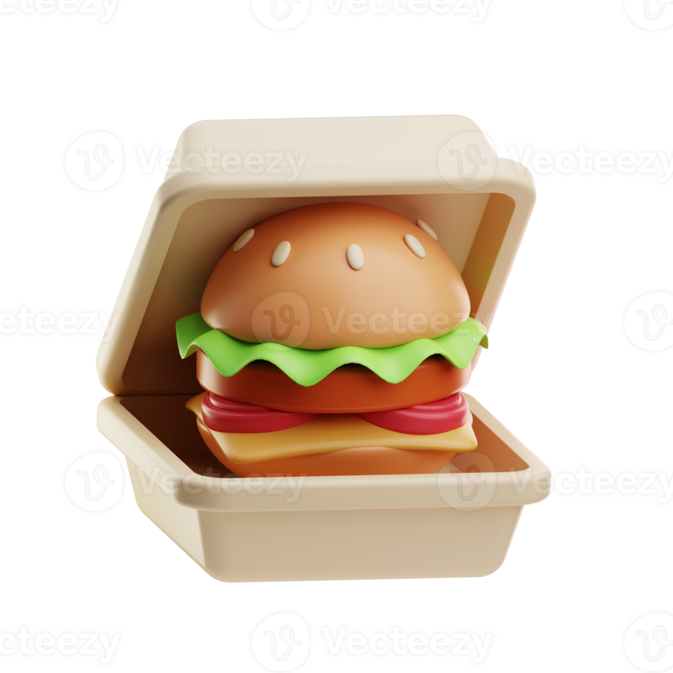 Hamburger in Takeout Box png