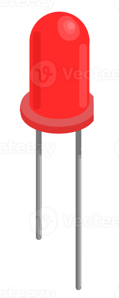 red button icon, isometric illustration, transparent background png