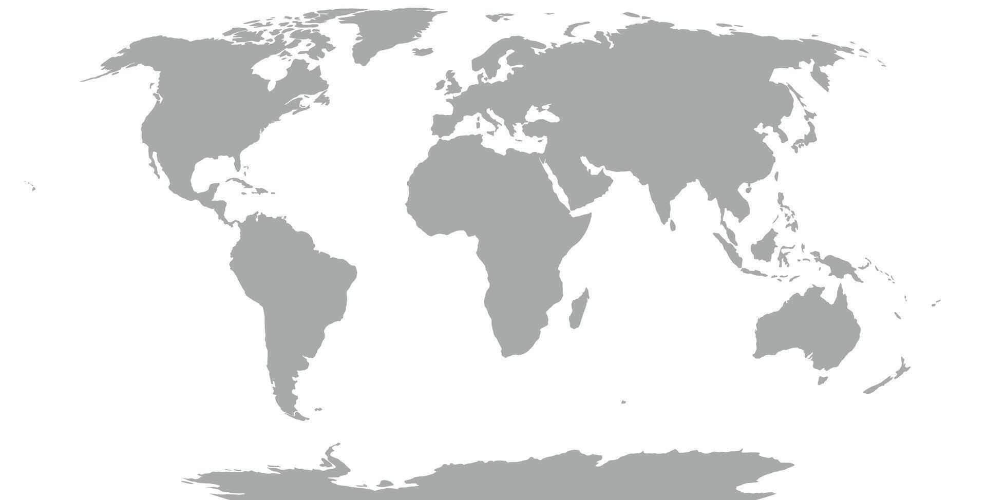 World Map in Robinson Projection. Solid gray land silhouette. illustration. vector