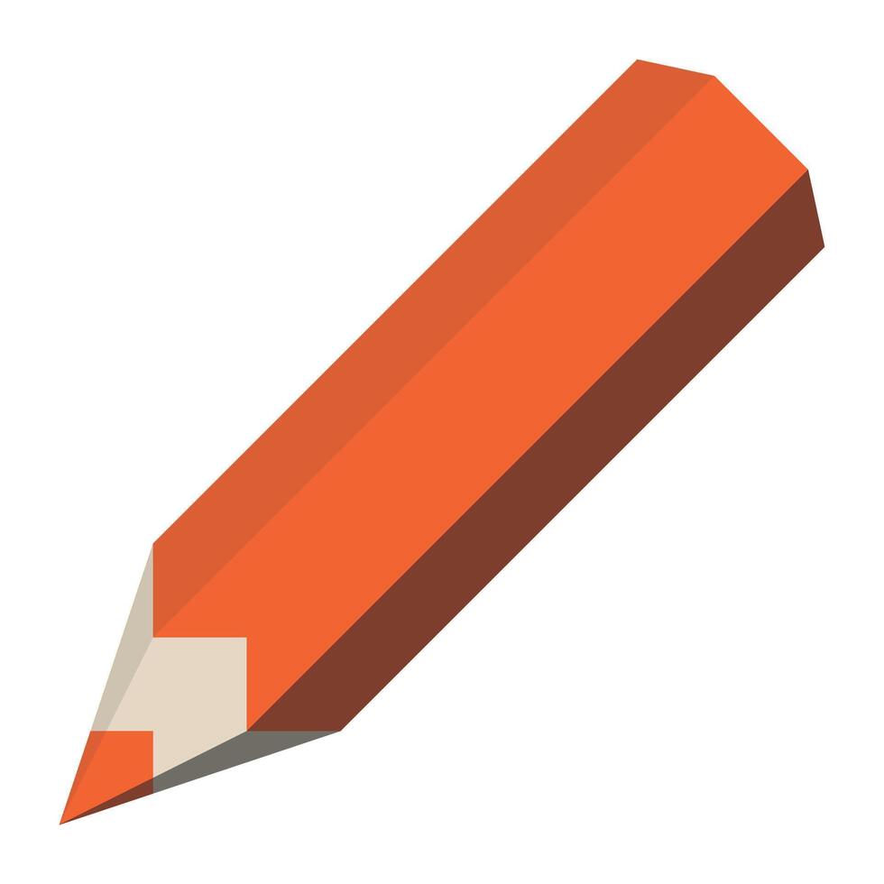 Red sharpened pencil. 3D-like simple illustration. vector