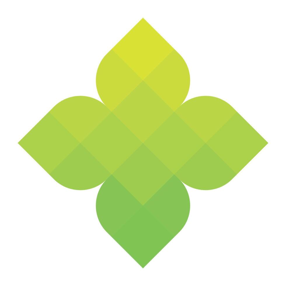Green pixelized mosaic logo design element. Abstract floral shape. Simple flat graphic symbol vector
