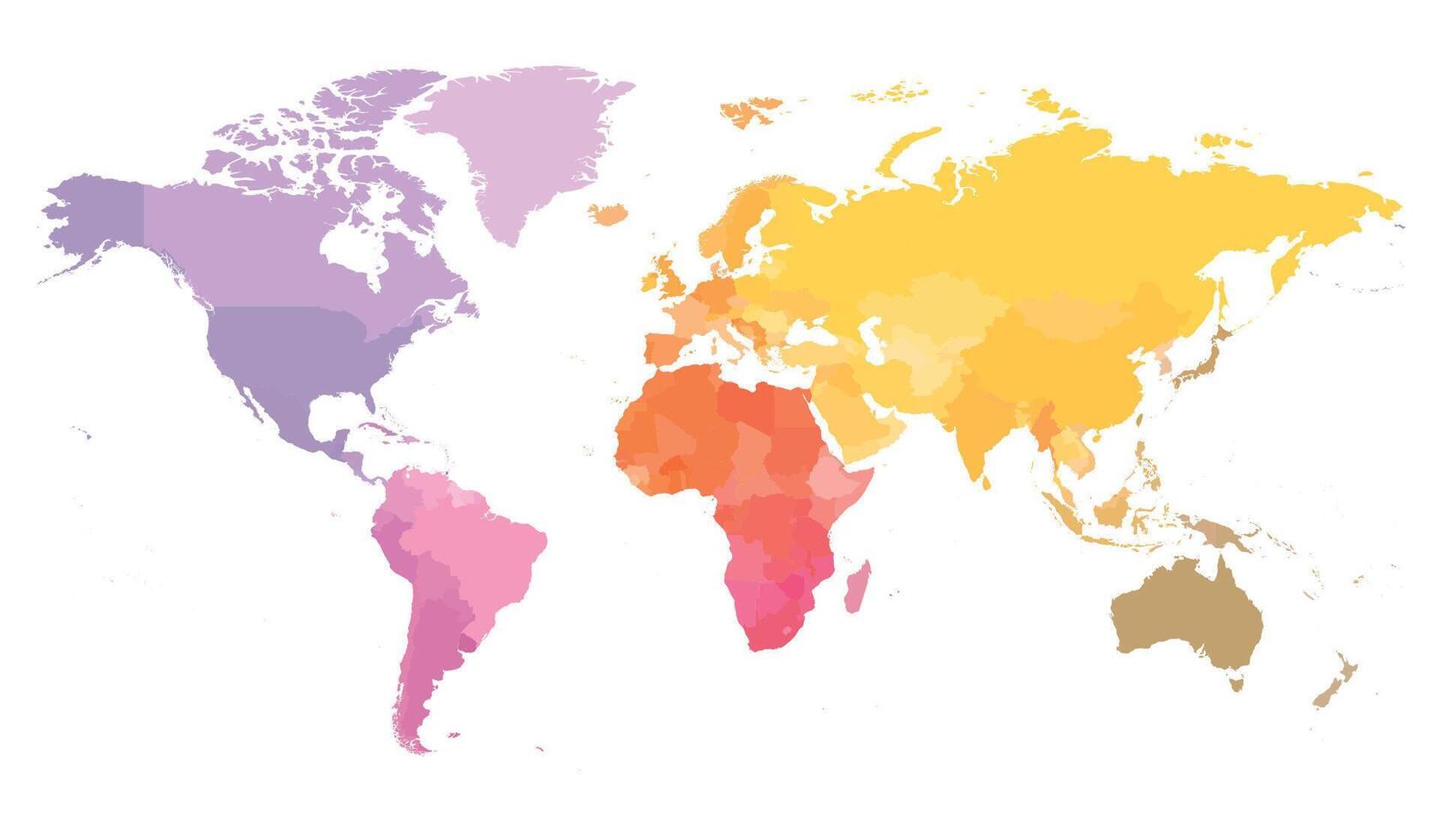 World map. High detailed blank political map of World. Colorful map on white background. vector