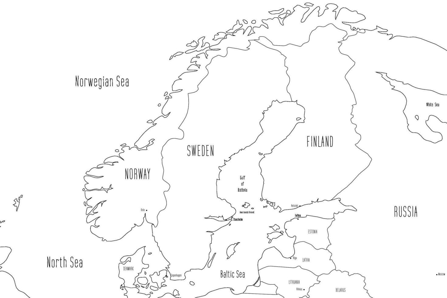 Map of Scandinavia. Handdrawn doodle style. illustration. vector