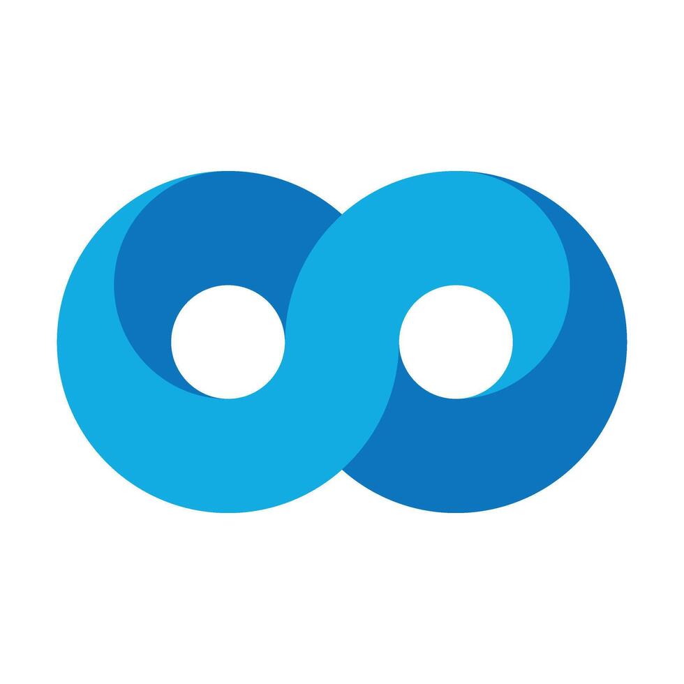 Blue infinity symbol icon. 3D-like design effect. illustration. vector