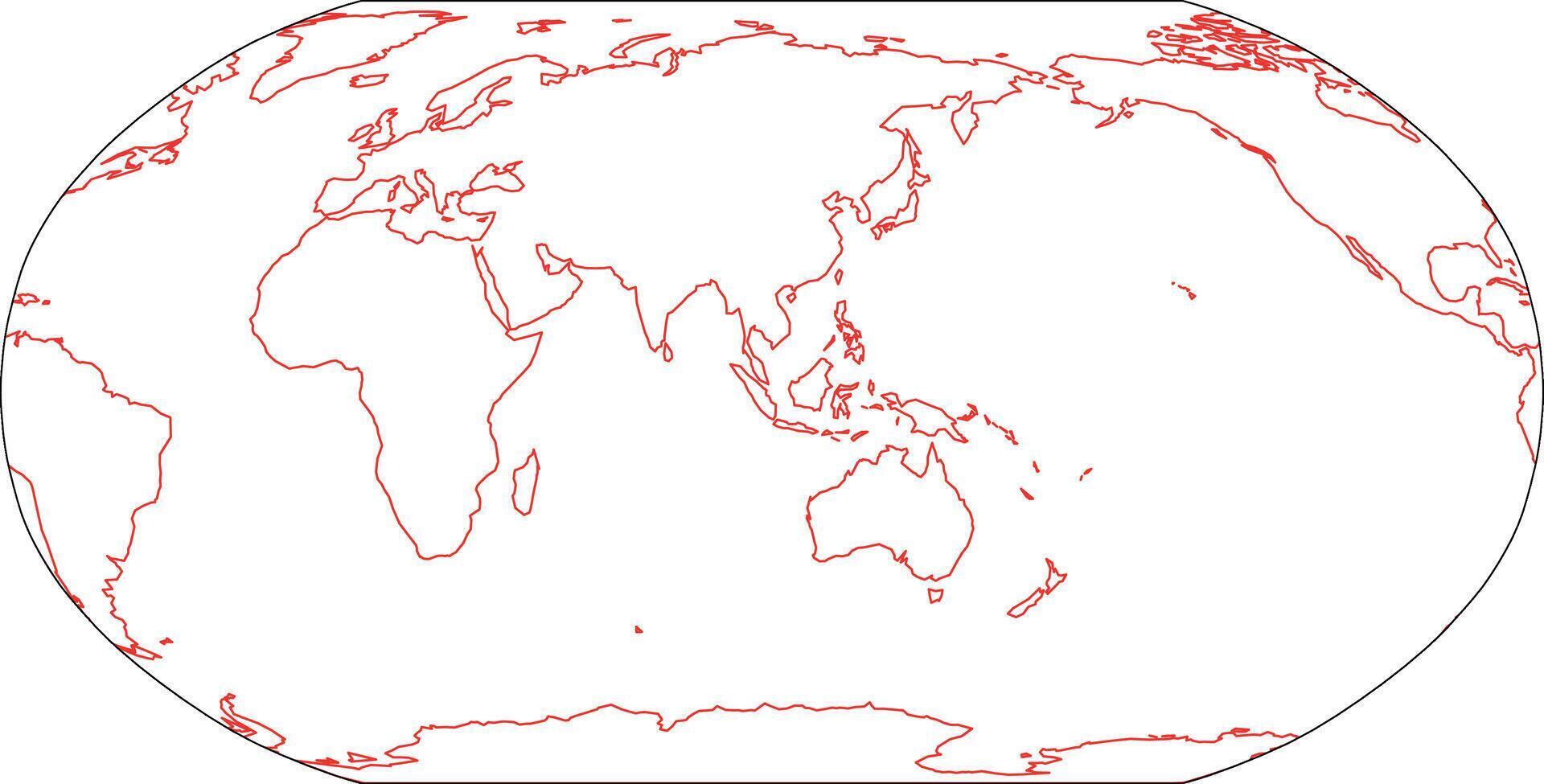 Outline map of World. Asia and Australia centered. Simple flat illustration. vector