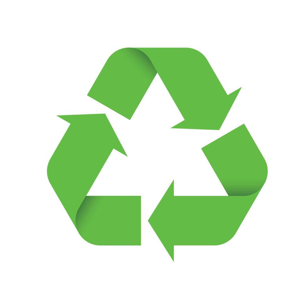 Universal Recycling Symbol. Theme of low or zero waste, clear energy, natural resources conservation, natural ecosystems protection or ecological sustainability of the planet. Green 3D symbol. vector
