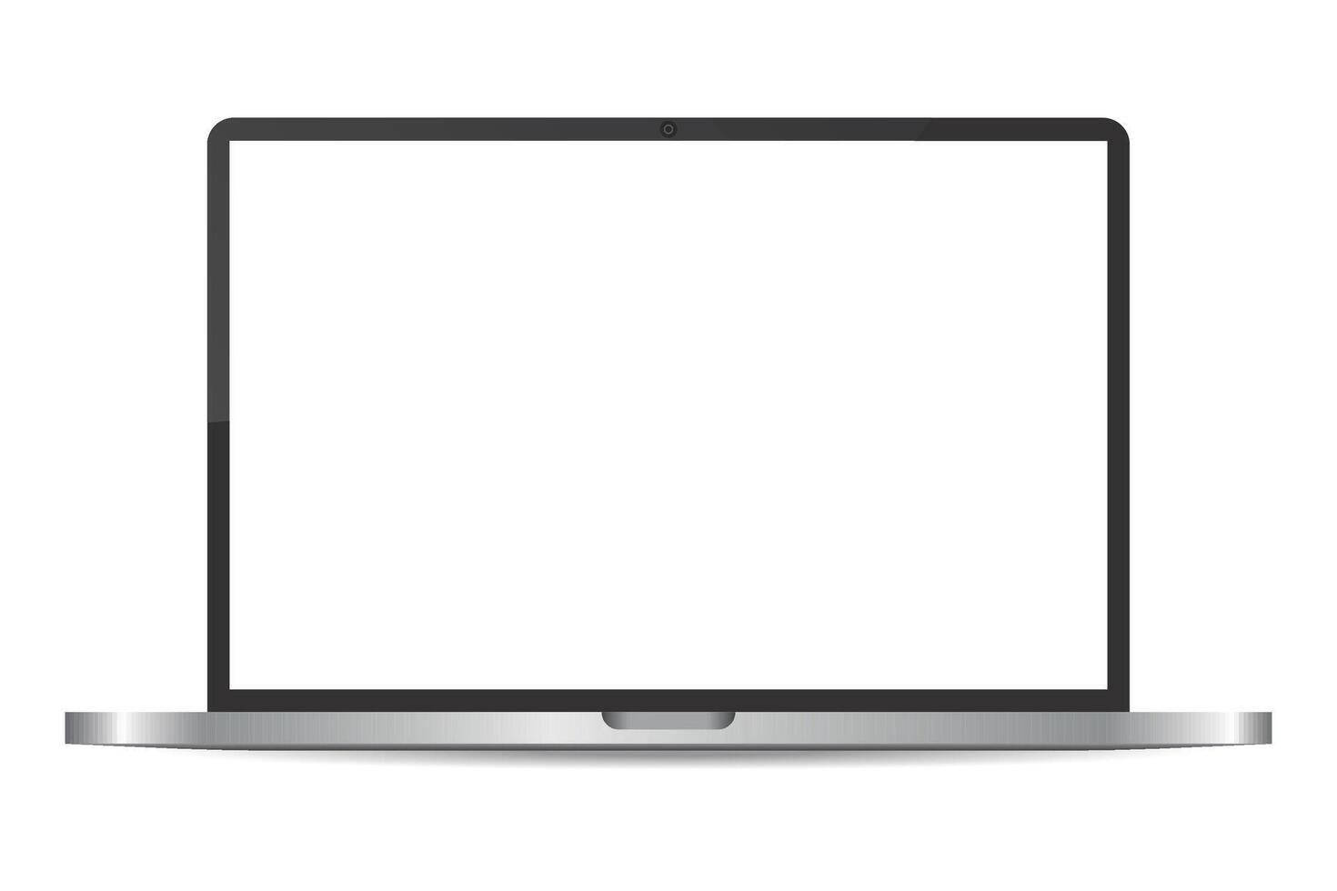 Realistic grey laptop or notebook mockup. Modern office device. 3D object with dropped shadow vector