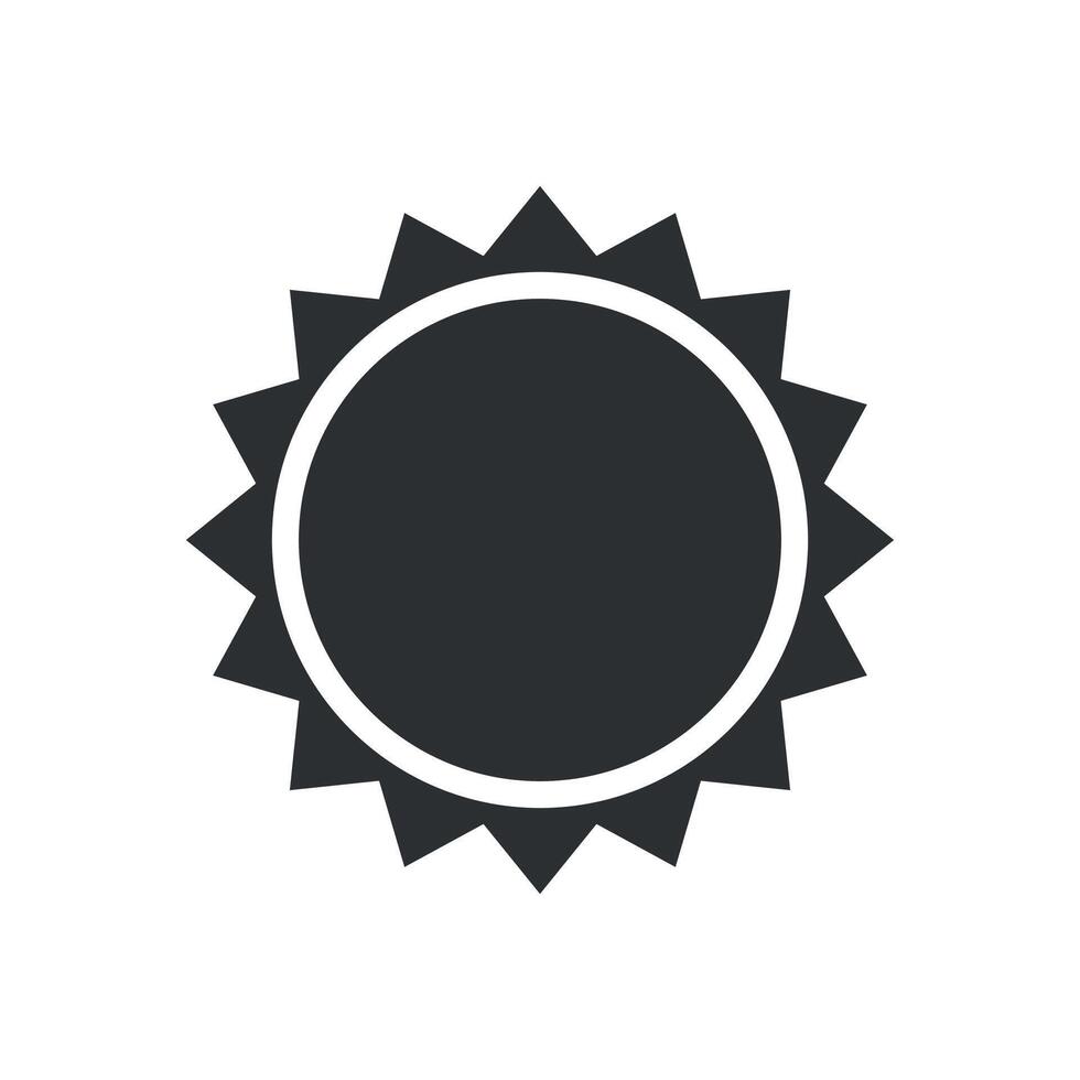 This sun icon features a simple circular shape surrounded by pointed rays. Ideal for use in various design projects, it symbolizes warmth and brightness in creative works. vector