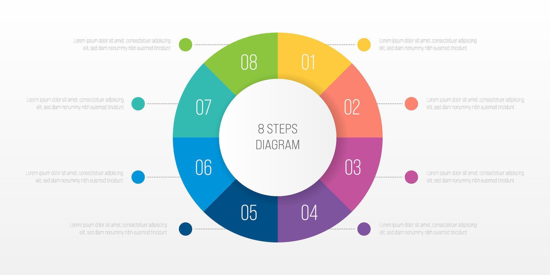 8 steps process modern infographic diagram. Graph template of eight parts in the circle. Business concept of steps or options. Modern design element. vector