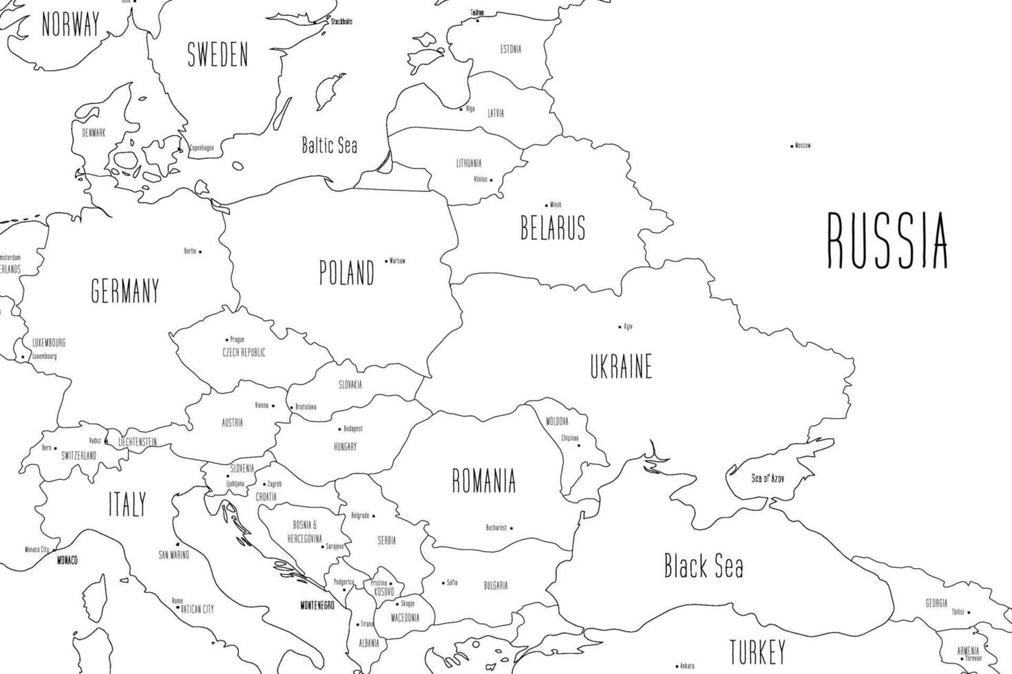 Map of Eastern Europe. Handdrawn doodle style. illustration. vector