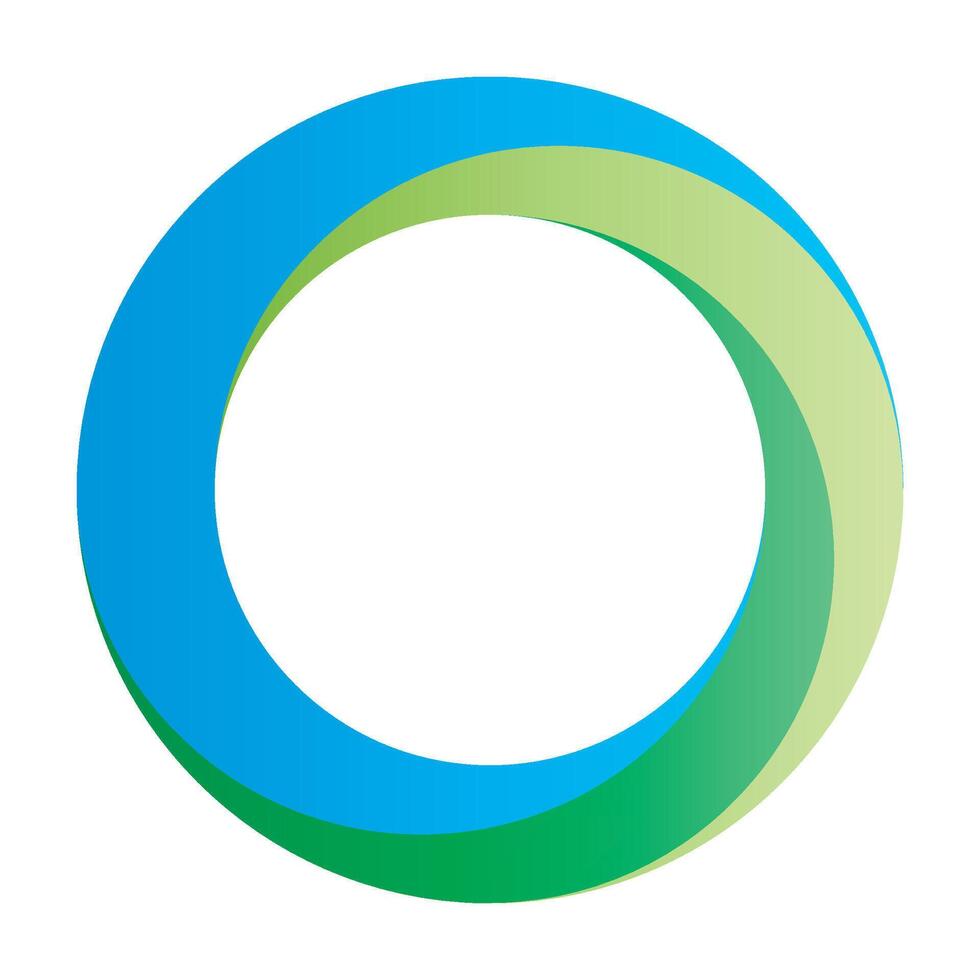 Orbit icon. Rounded ring designed with blended gradients in green a blue. vector