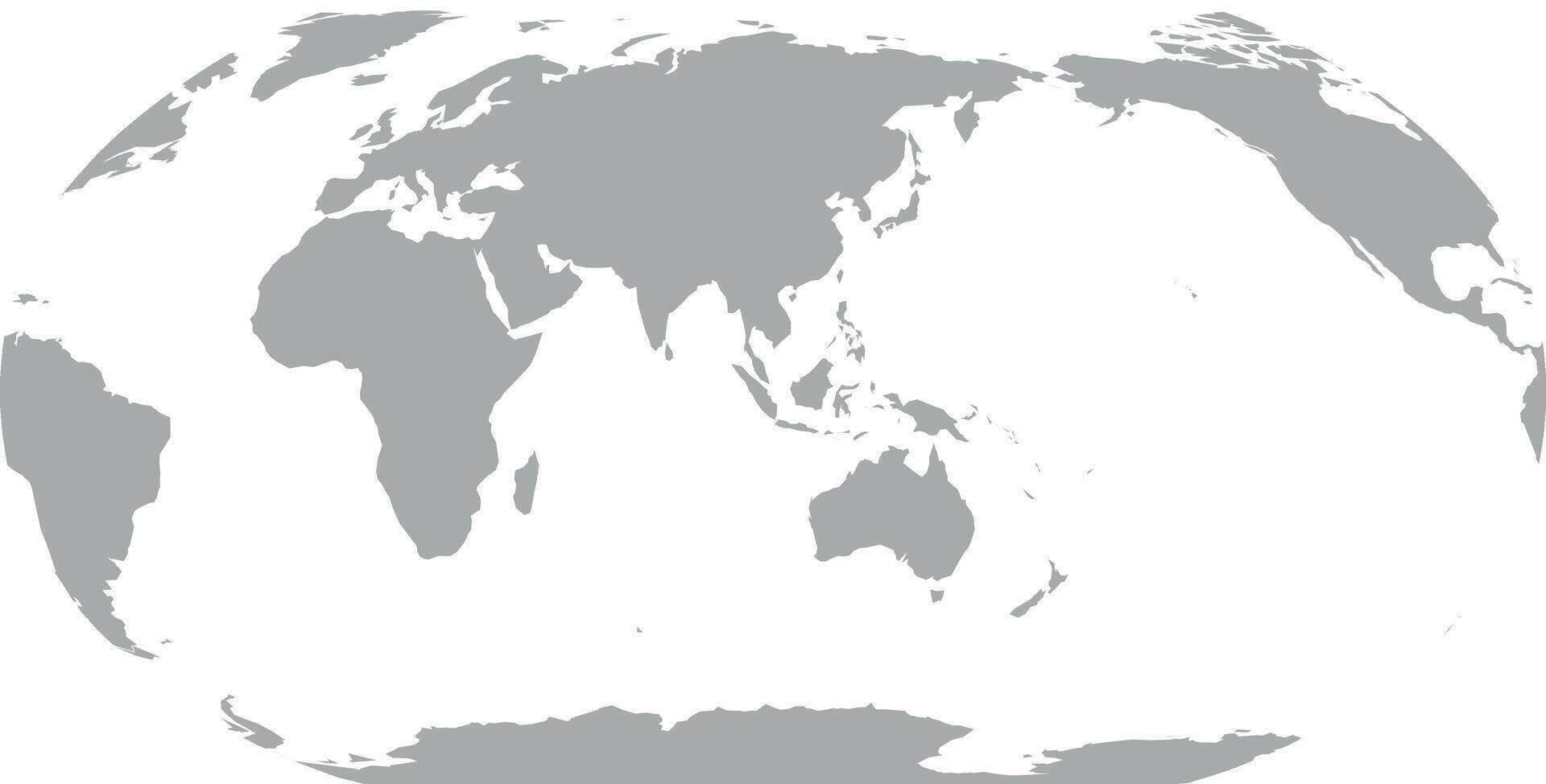 World Map in Robinson Projection. Asia and Australia centered. Solid gray land silhouette. illustration. vector