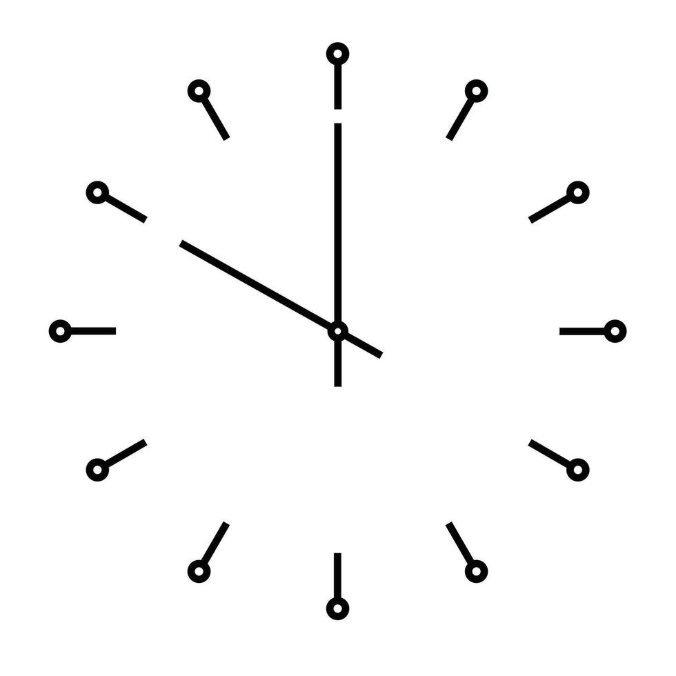 Clock face. Blank hour dial with hour and minute hand. Dots mark hours. Simple flat illustration. vector