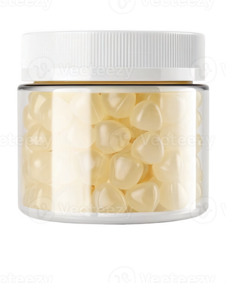 A jar filled with white jelly beans png