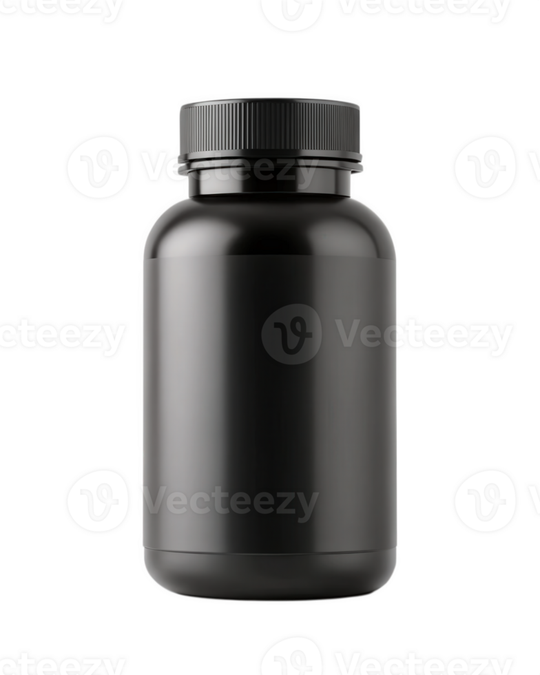 Black plastic bottle with a black lid png