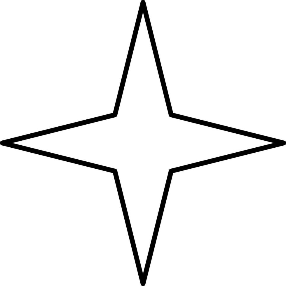 Four pointed star - modern thin line icon. Simple black outline illustration. vector
